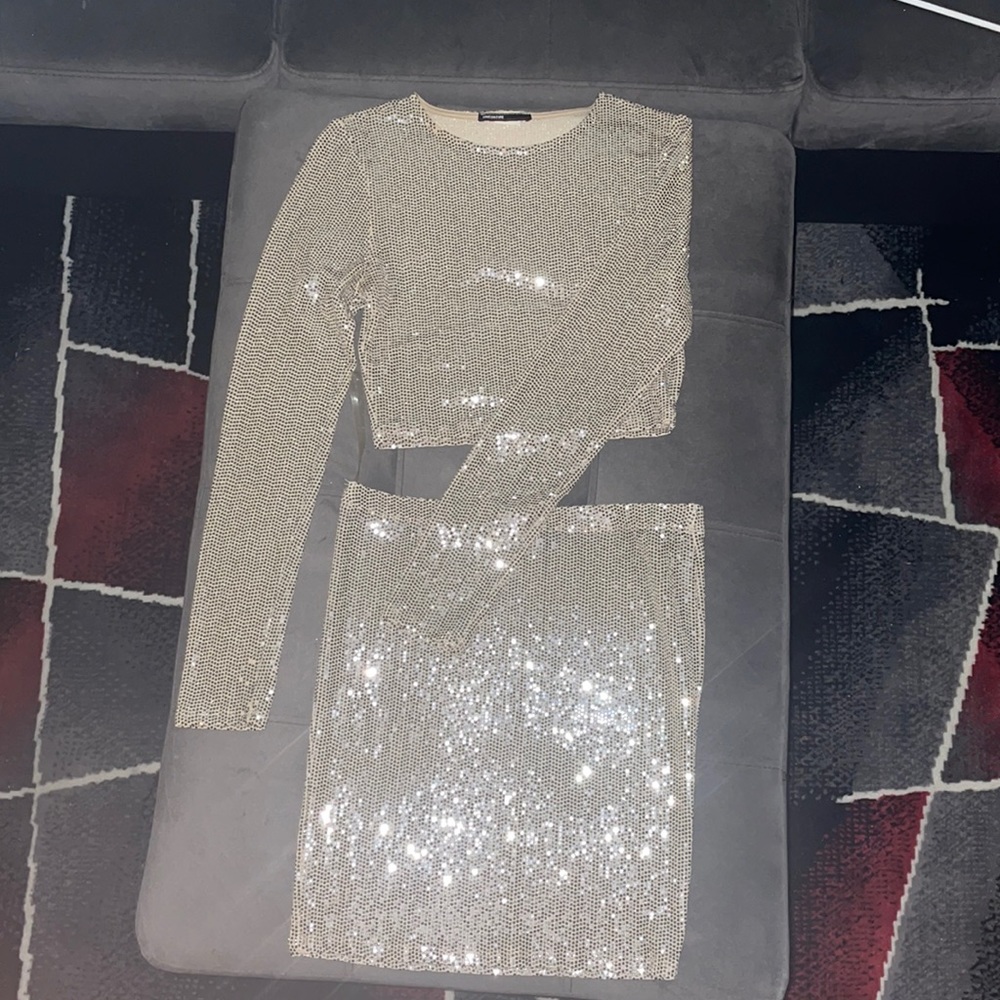 Two Piece Set . Crop Top and mini skirt